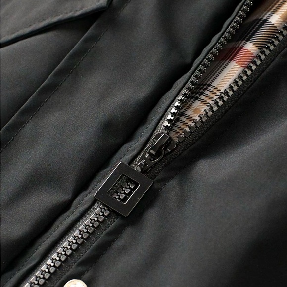 New Women's Black Removable Hooded Tench Coat Rain Jacket & Brim, Lightweight - Picture 2 of 5